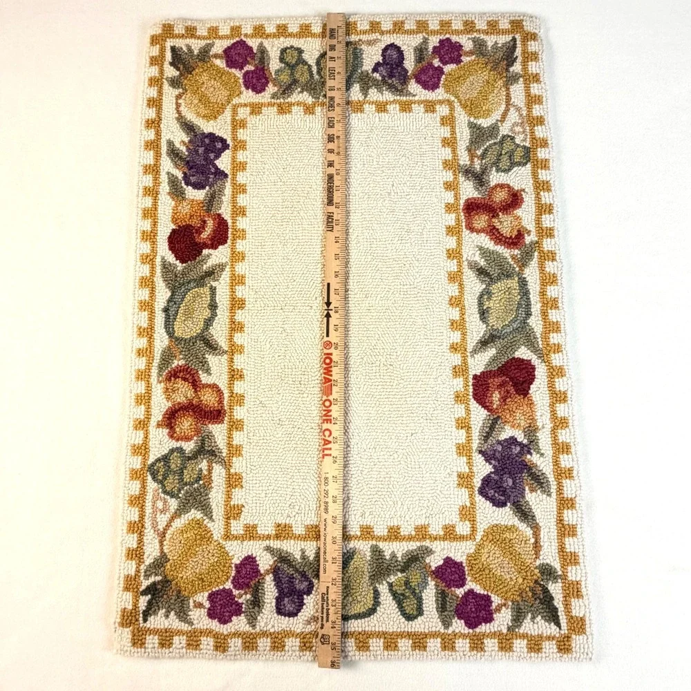 Wool  Hooked‎ Rug 2'x3' Gold Fruit